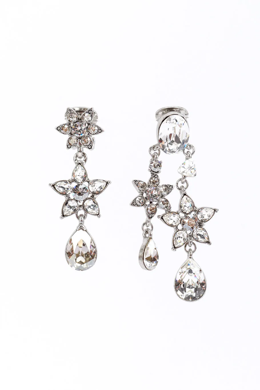 Crystal Star Flower Drop Earrings