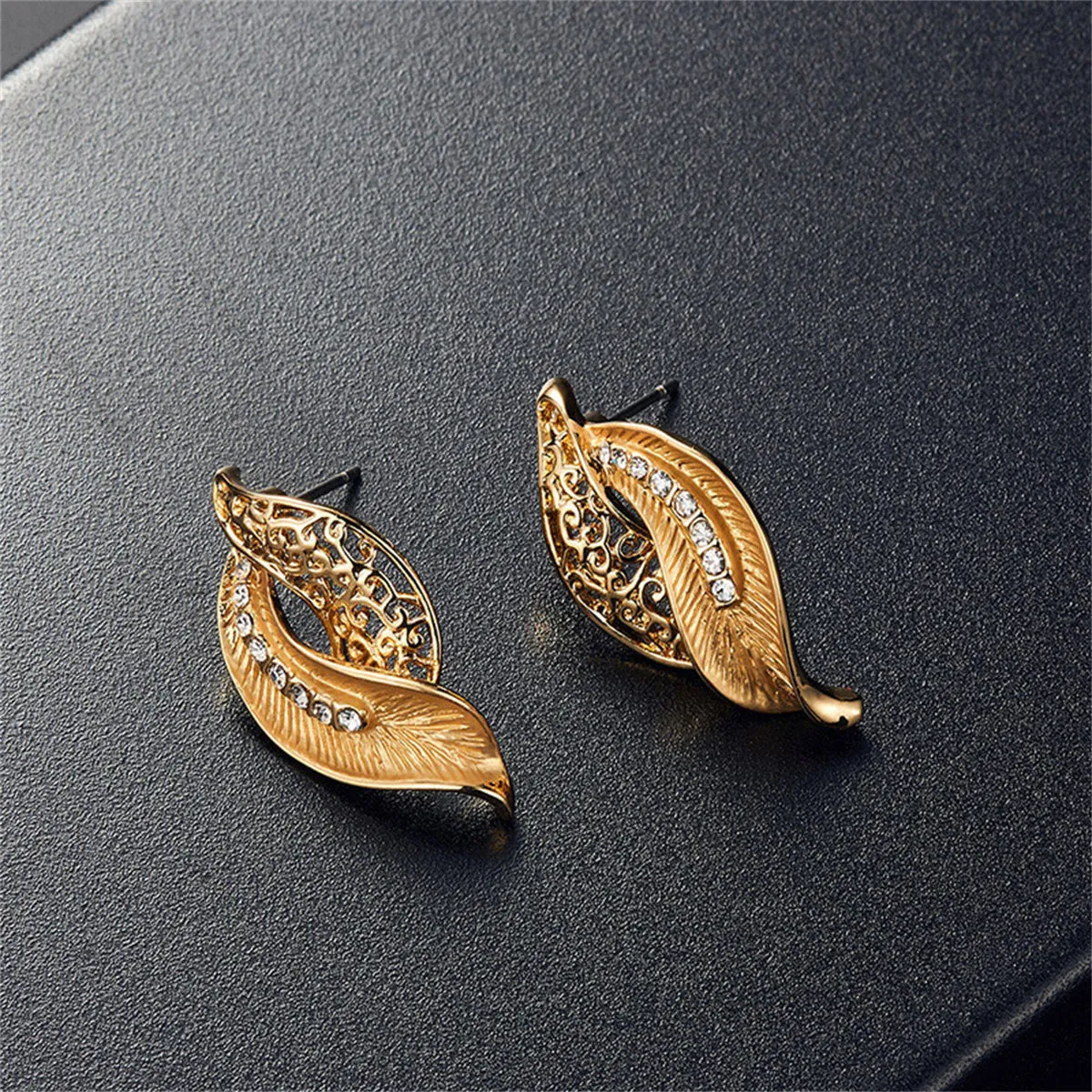 Cubic Zirconia & 18K Gold-Plated Leaf Drop Earrings & Pendant Necklace