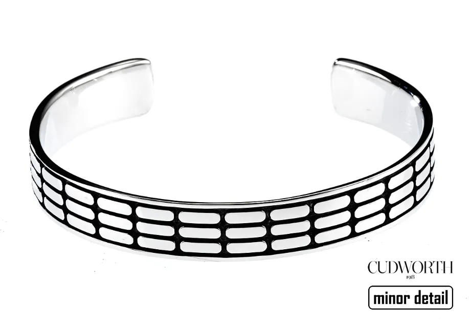 Cudworth Mens Contrast Pattern Silver Bangle
