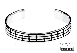 Cudworth Mens Contrast Pattern Silver Bangle