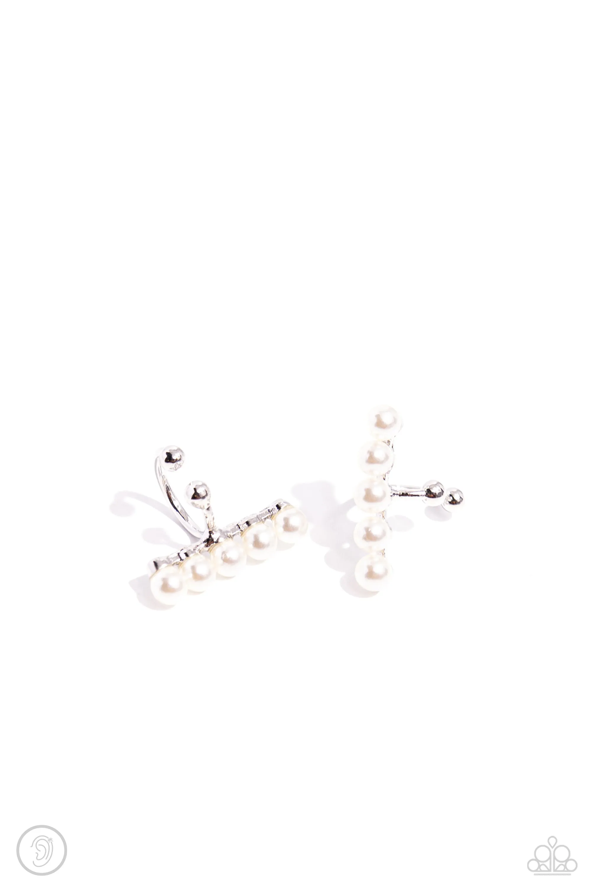 CUFF Love - White - Pearl Paparazzi Ear Cuff Earrings