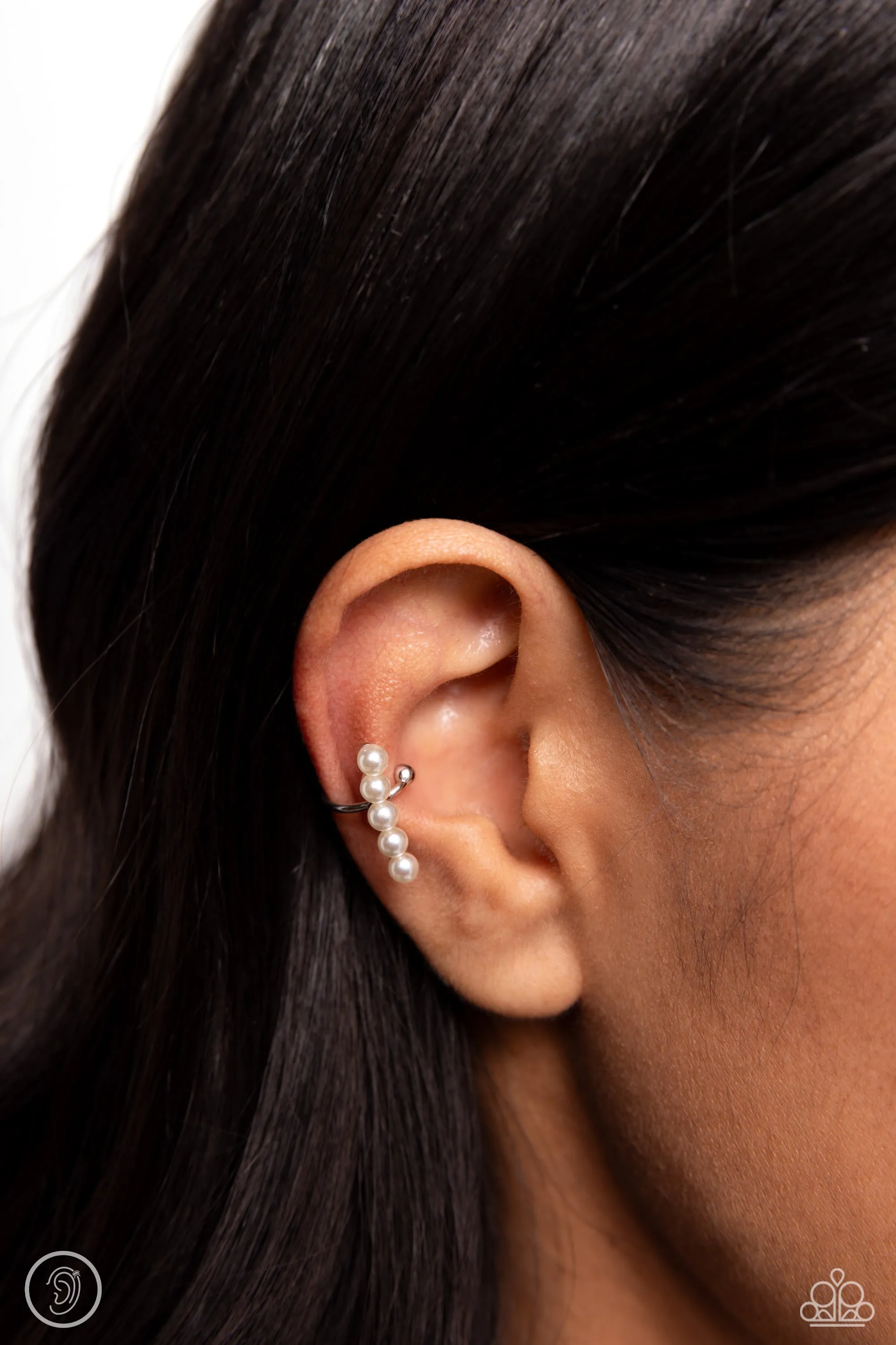 CUFF Love - White - Pearl Paparazzi Ear Cuff Earrings