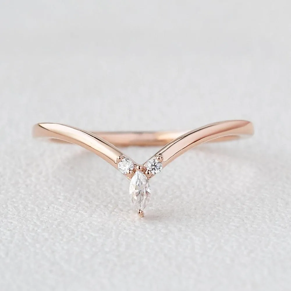 Curved Moissanite Stacking Wedding Band