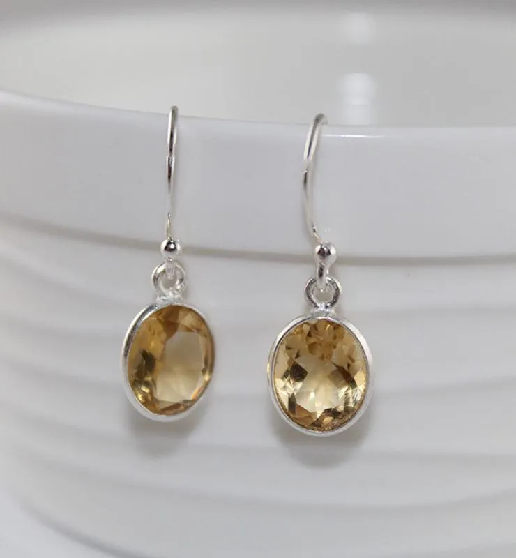 Dainty Citrine Drop Earrings