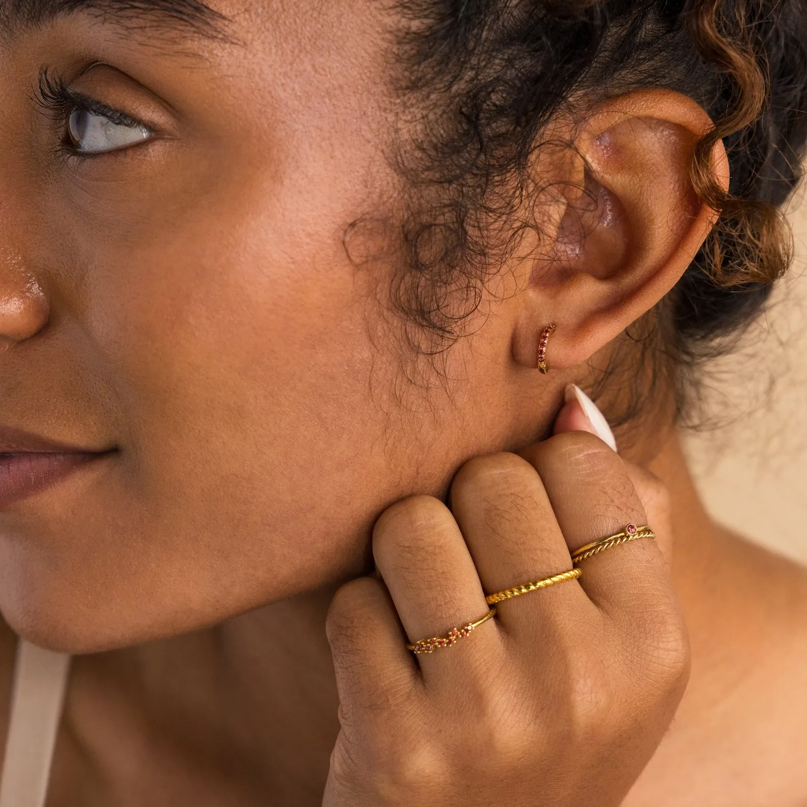 Dainty Pave Birthstone Huggies