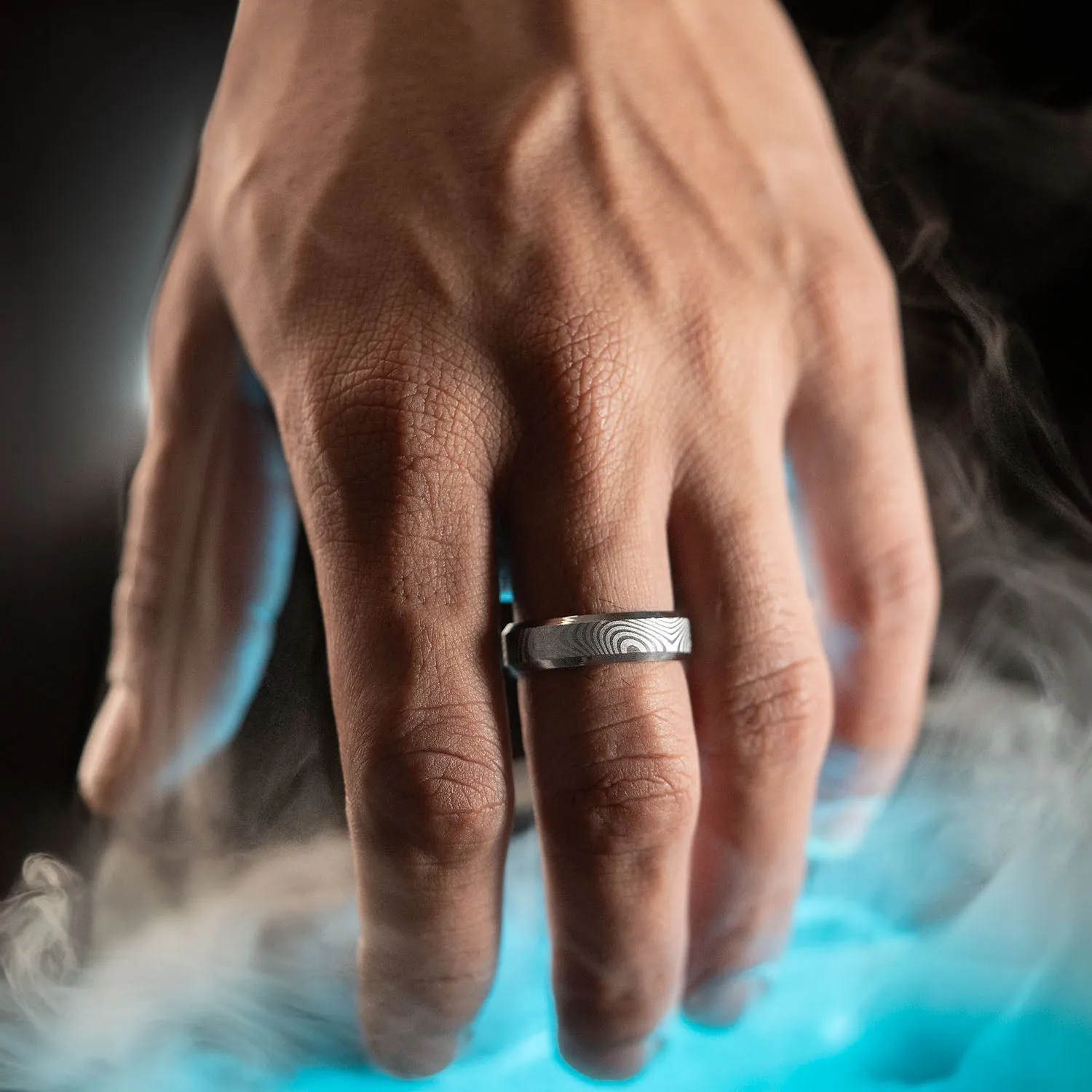 Damascus Beveled Ring