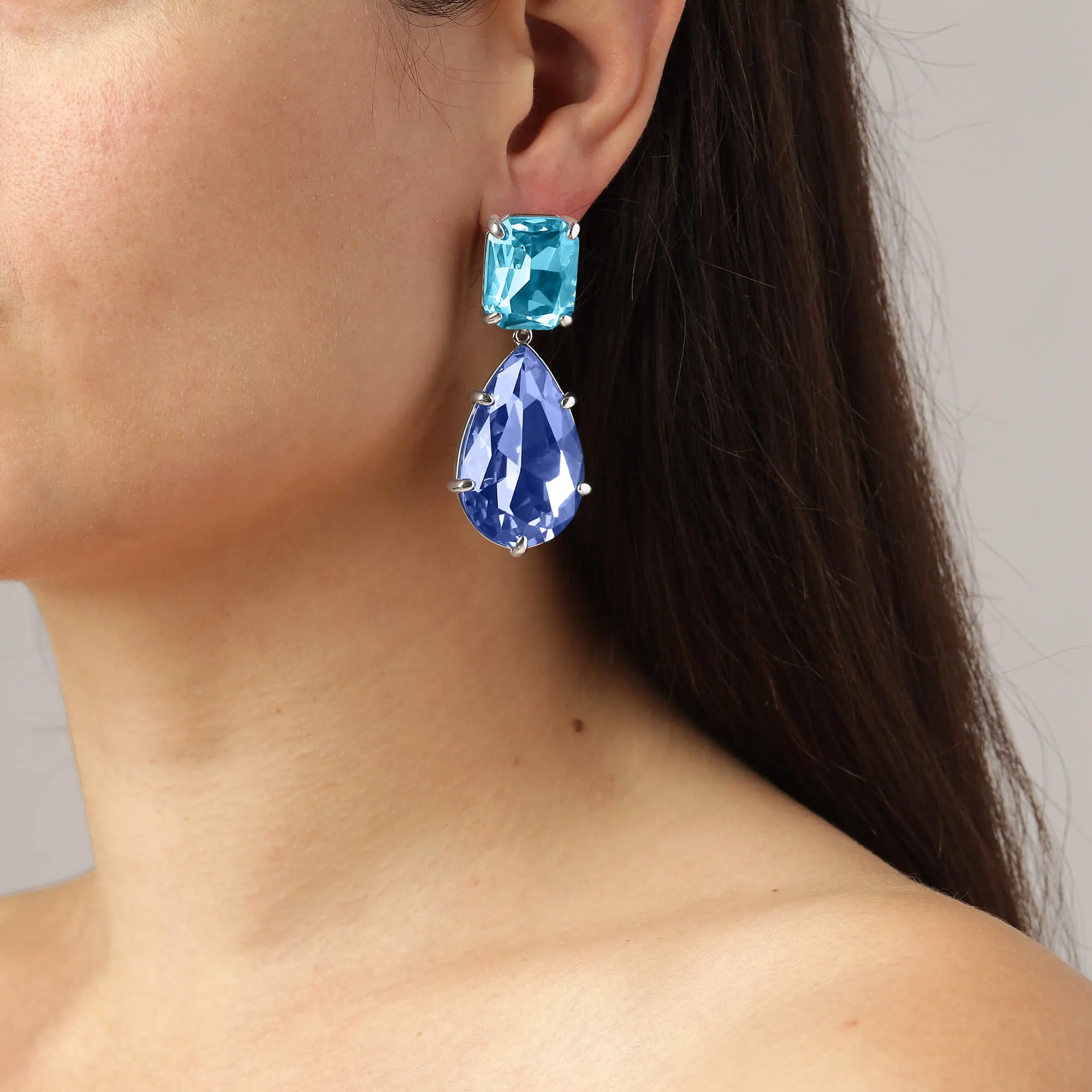 Dyrberg Kern Golari Silver Drop Earrings - Aqua
