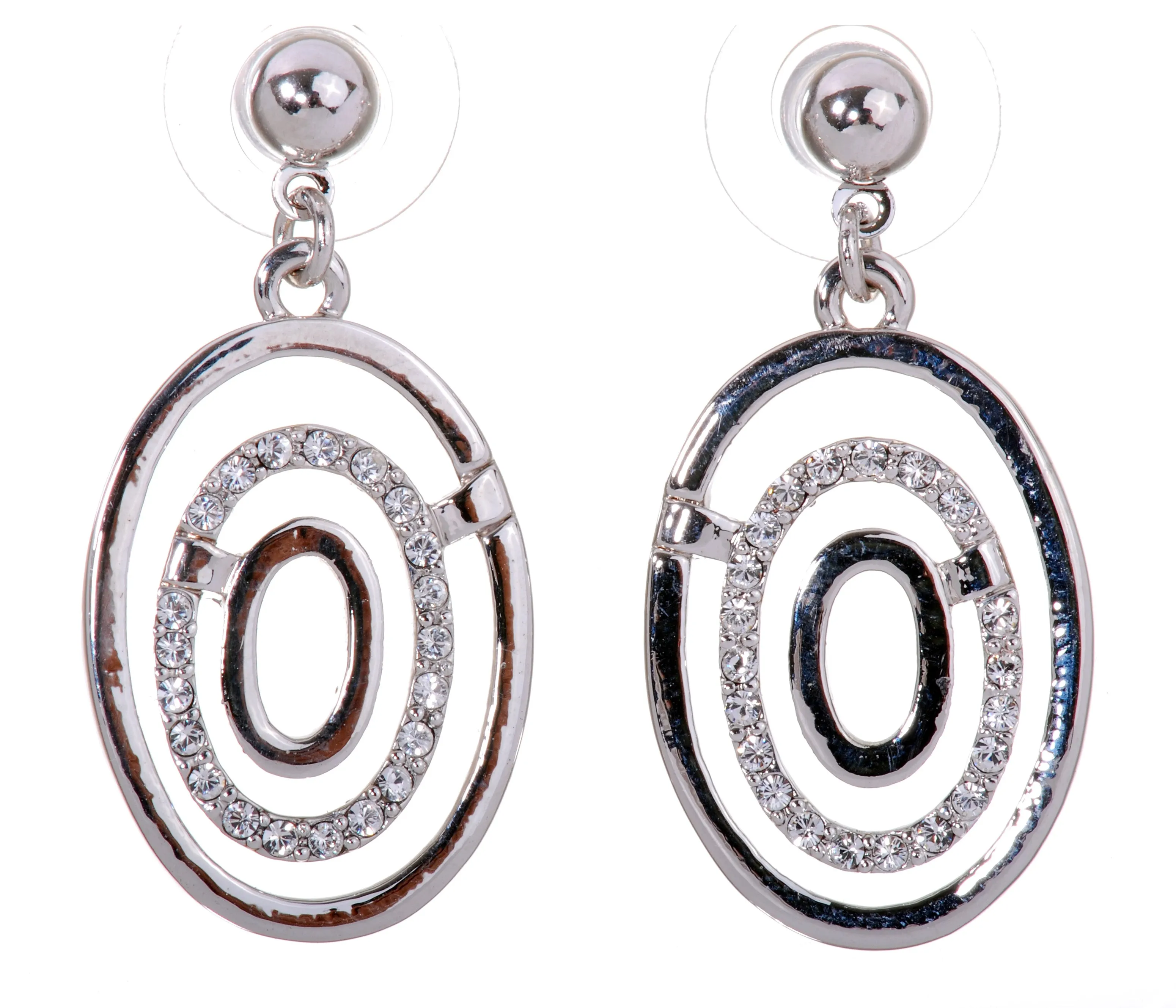 E7139 Rhodium Swarovski Elements Triple Loop Earring