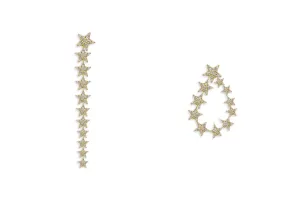 Earrings 18kt Gold Two-Way Stars Diamonds Drop