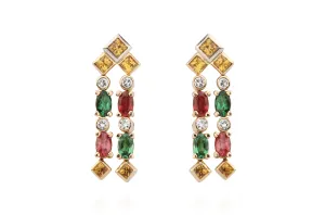 Earrings Colors Sapphires, Tsavorites & Diamonds