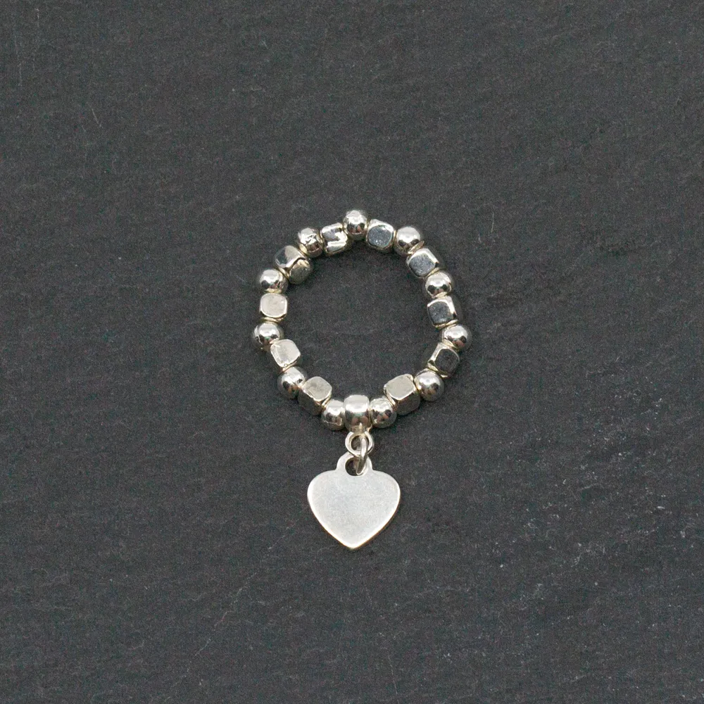 Elasticated Heart Charm Ring