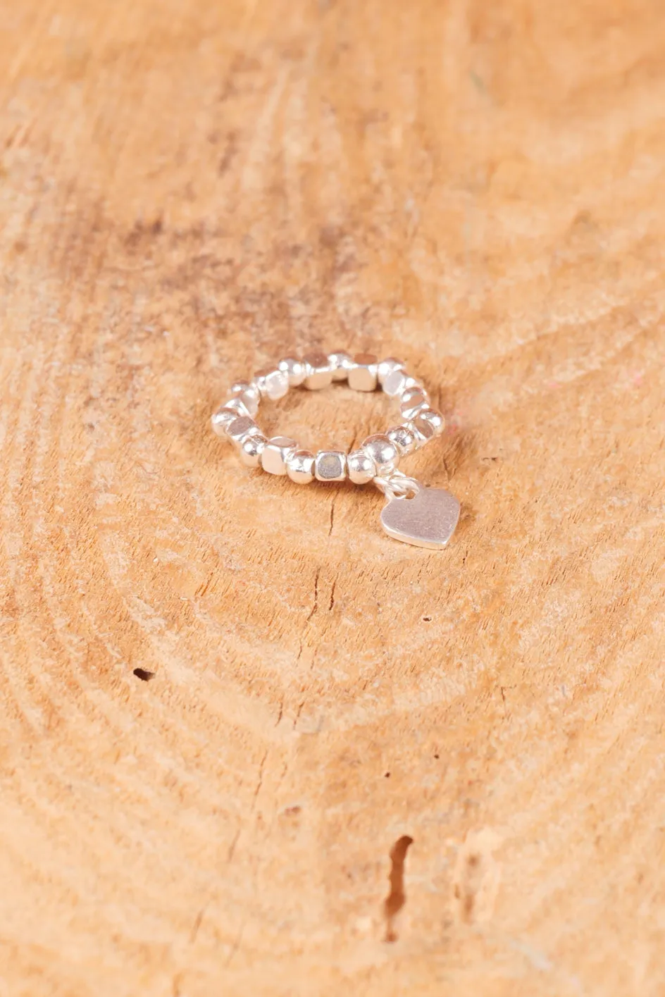 Elasticated Heart Charm Ring