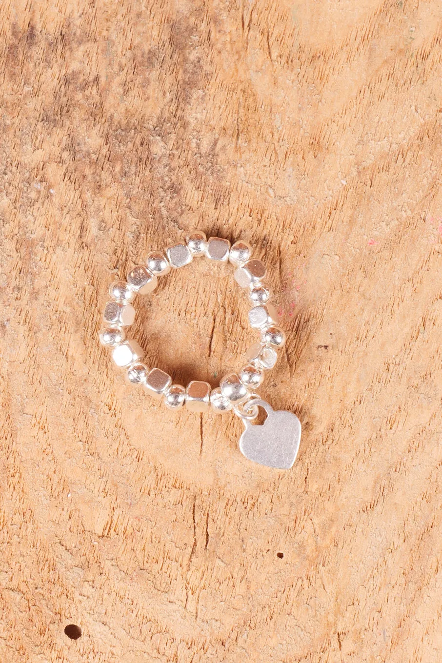 Elasticated Heart Charm Ring