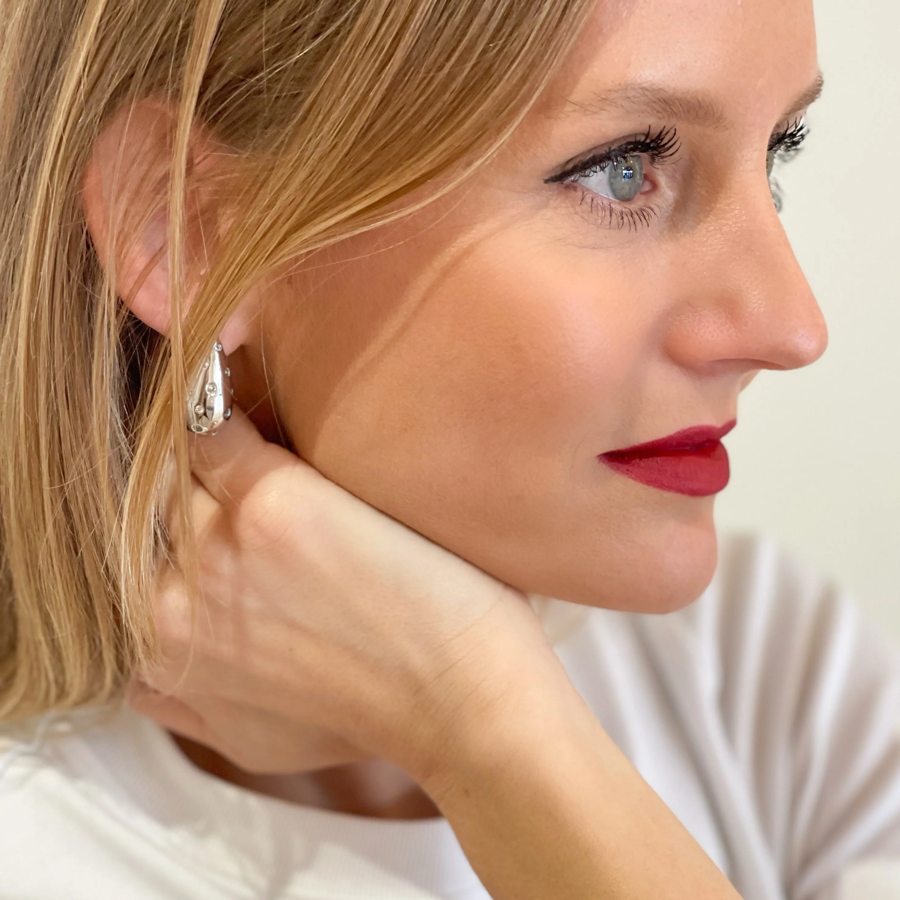 Elise Drops - Crystal Detail - Silver