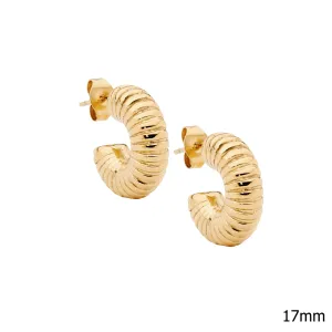Ellani Stainless Steel Corrugated 17mm Hoop Earrings