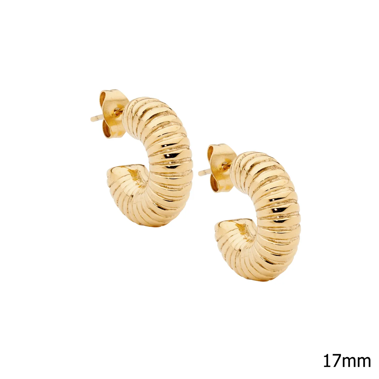 Ellani Stainless Steel Corrugated 17mm Hoop Earrings