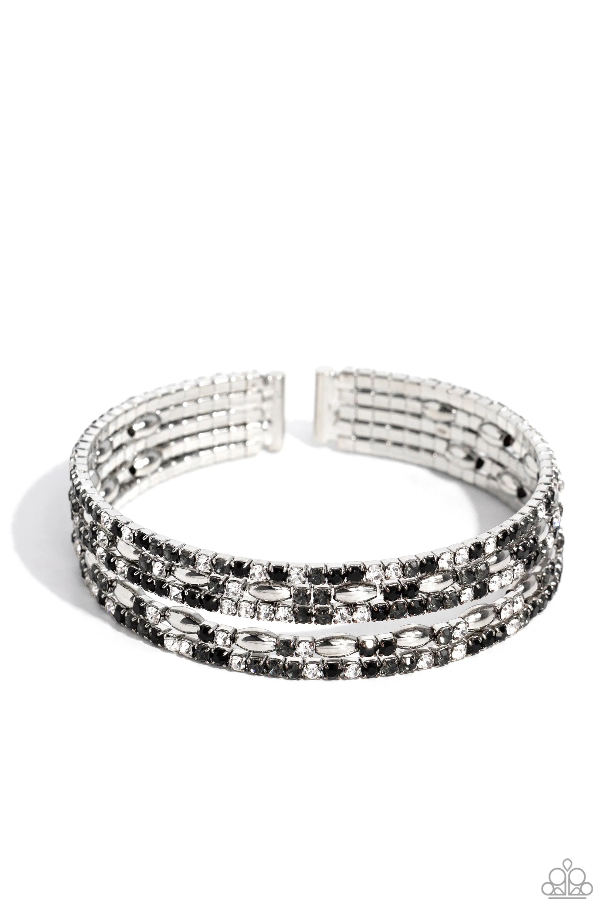 Endless Energy - Black - White, and Smoky Rhinestone Paparazzi Flex Cuff