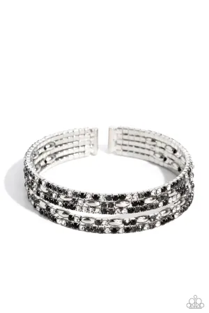 Endless Energy - Black - White, and Smoky Rhinestone Paparazzi Flex Cuff