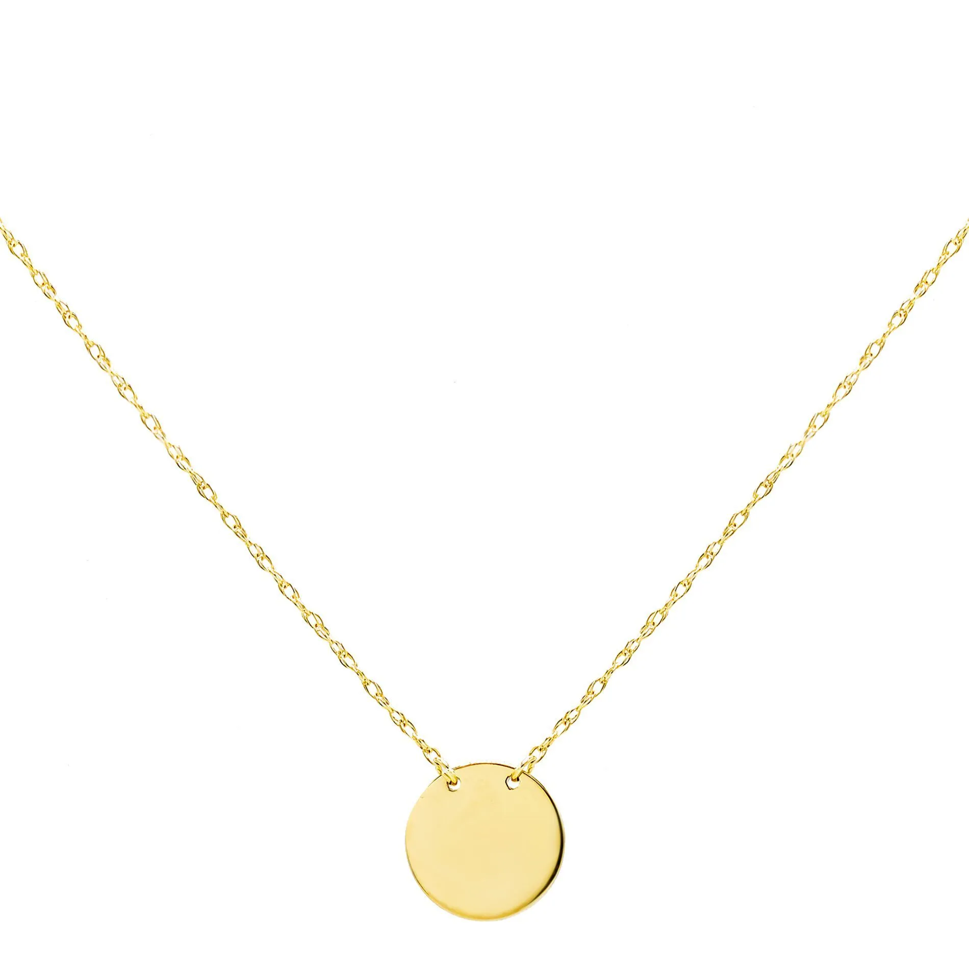 Engraved Mini Disc Necklace 14K