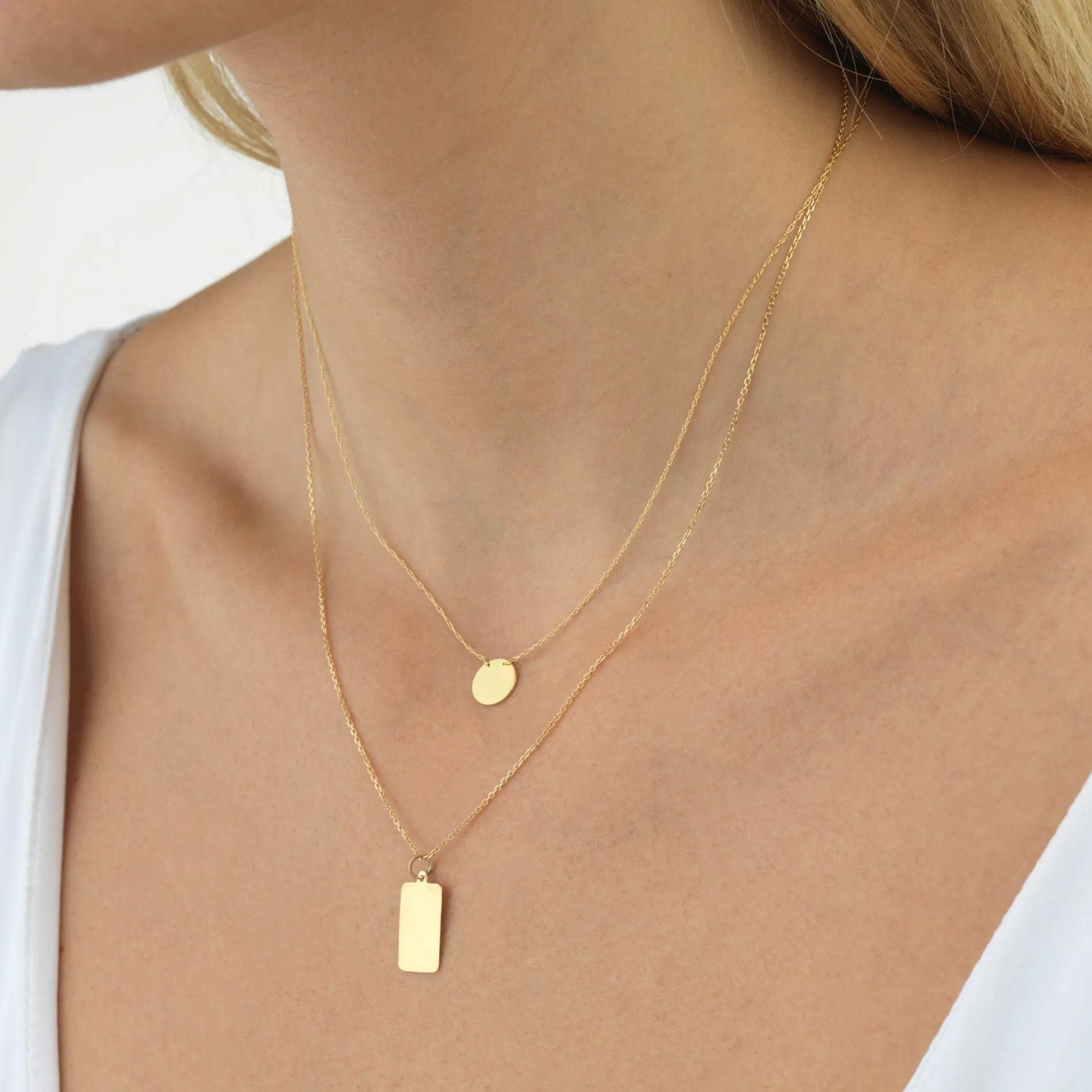 Engraved Mini Disc Necklace 14K