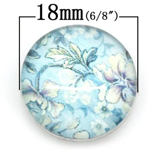 Flower Design Glass Chunk Charm Button Fits Chunk Bracelet 18mm for Noosa Style Bracelet