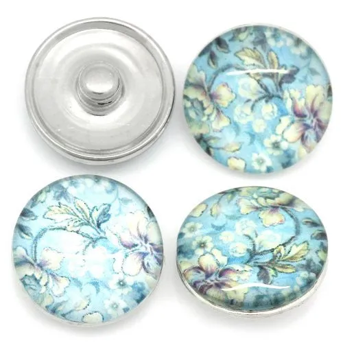 Flower Design Glass Chunk Charm Button Fits Chunk Bracelet 18mm for Noosa Style Bracelet