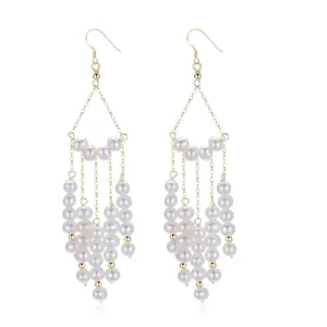 Flowing Bead Series Fan-shaped Multi-line Tassel Earrings