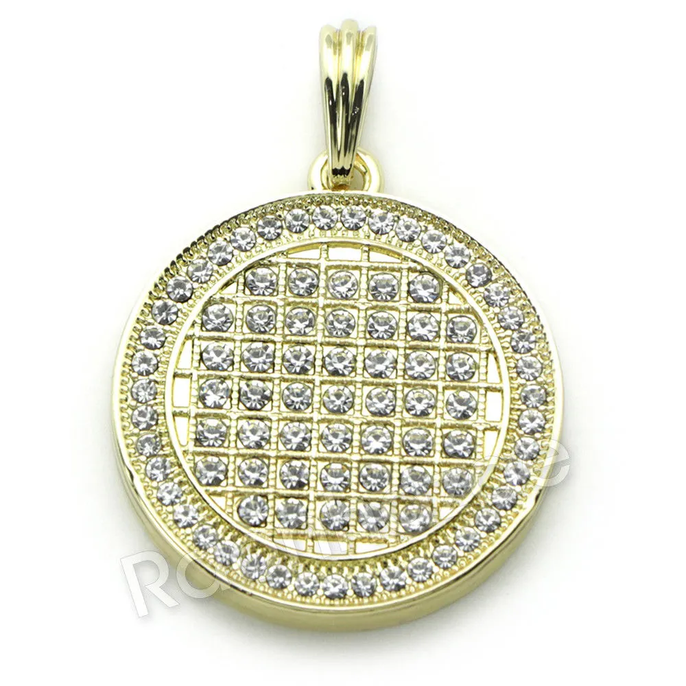FULLY BLING ROUND CHARM ROPE CHAIN DIAMOND CUT CUBAN CHAIN NECKLACE G66