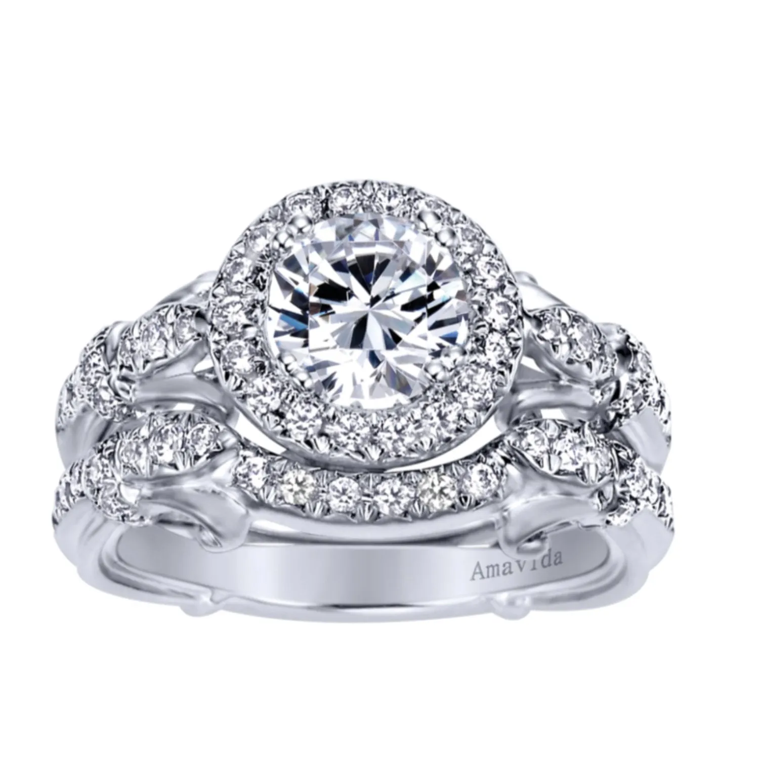 Gabriel & Co. "Marigold" Curved Diamond Vintage Style Wedding Band