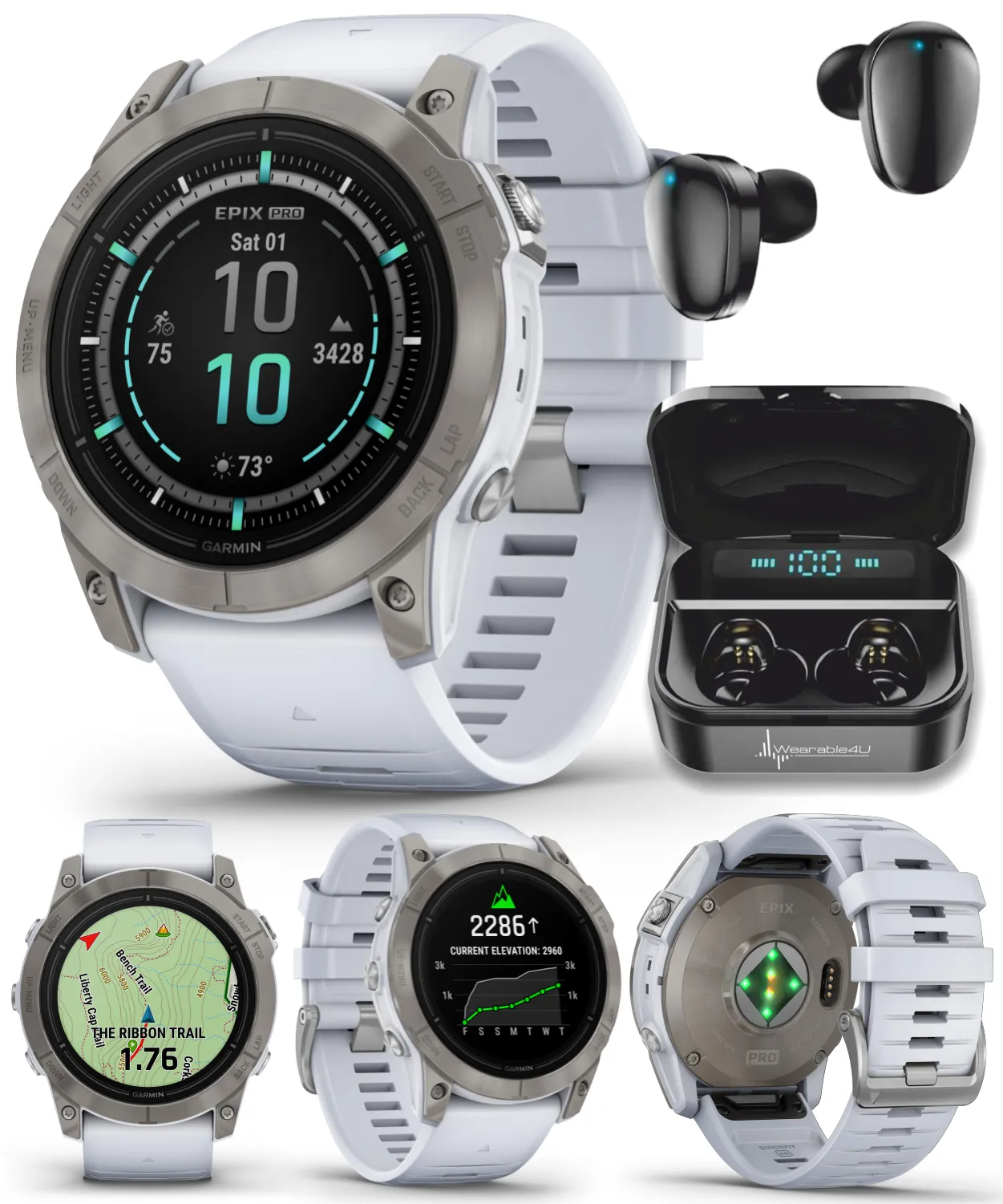 Garmin Epix Pro (Gen 2) Standard / Sapphire Edition, High Performance Smartwatch, Advanced Training Technology, Built-in Flashlight w/Wearable4U Bundle