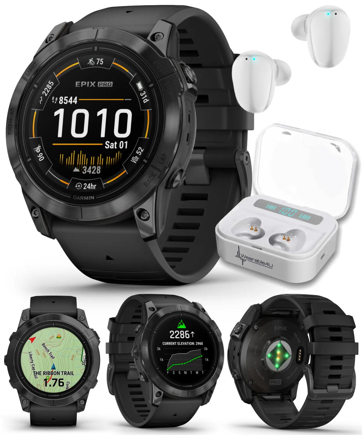 Garmin Epix Pro (Gen 2) Standard / Sapphire Edition, High Performance Smartwatch, Advanced Training Technology, Built-in Flashlight w/Wearable4U Bundle