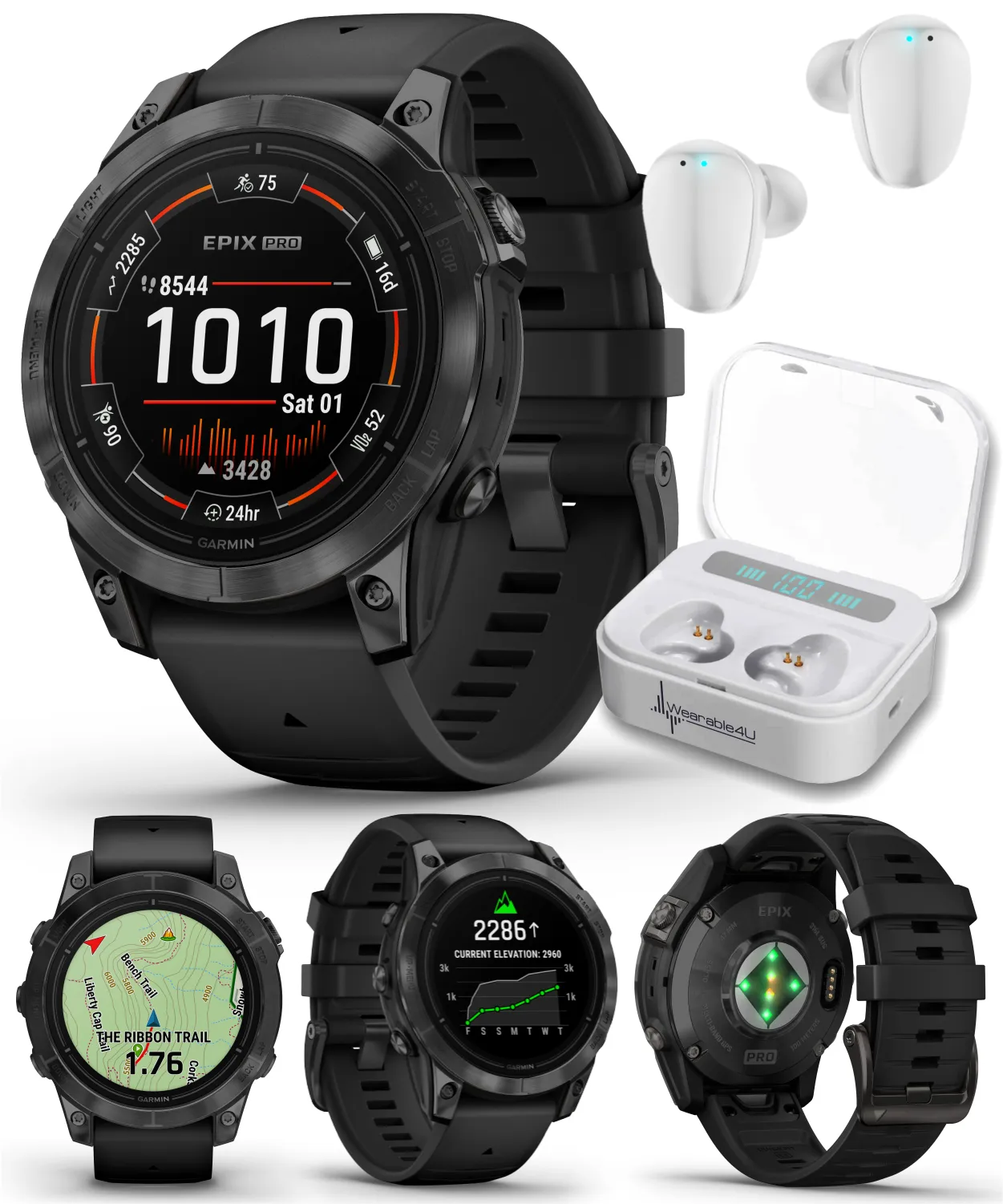 Garmin Epix Pro (Gen 2) Standard / Sapphire Edition, High Performance Smartwatch, Advanced Training Technology, Built-in Flashlight w/Wearable4U Bundle