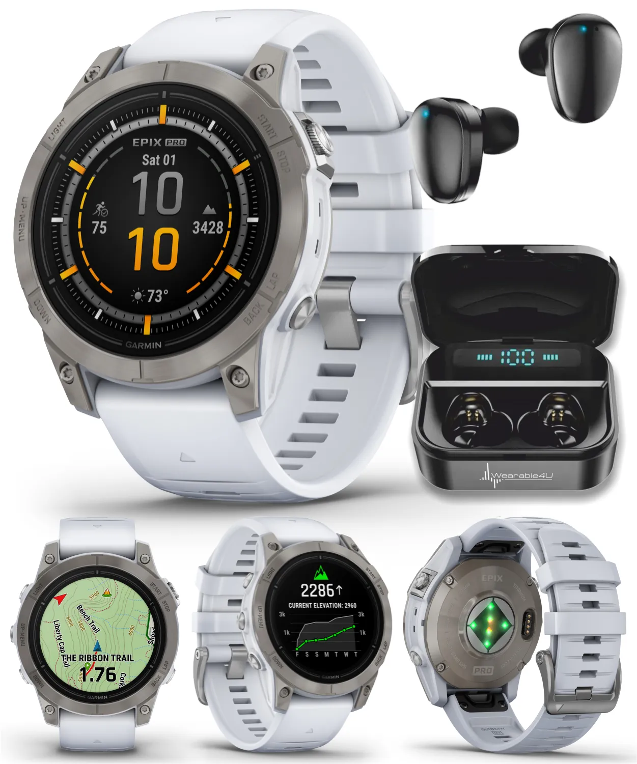 Garmin Epix Pro (Gen 2) Standard / Sapphire Edition, High Performance Smartwatch, Advanced Training Technology, Built-in Flashlight w/Wearable4U Bundle