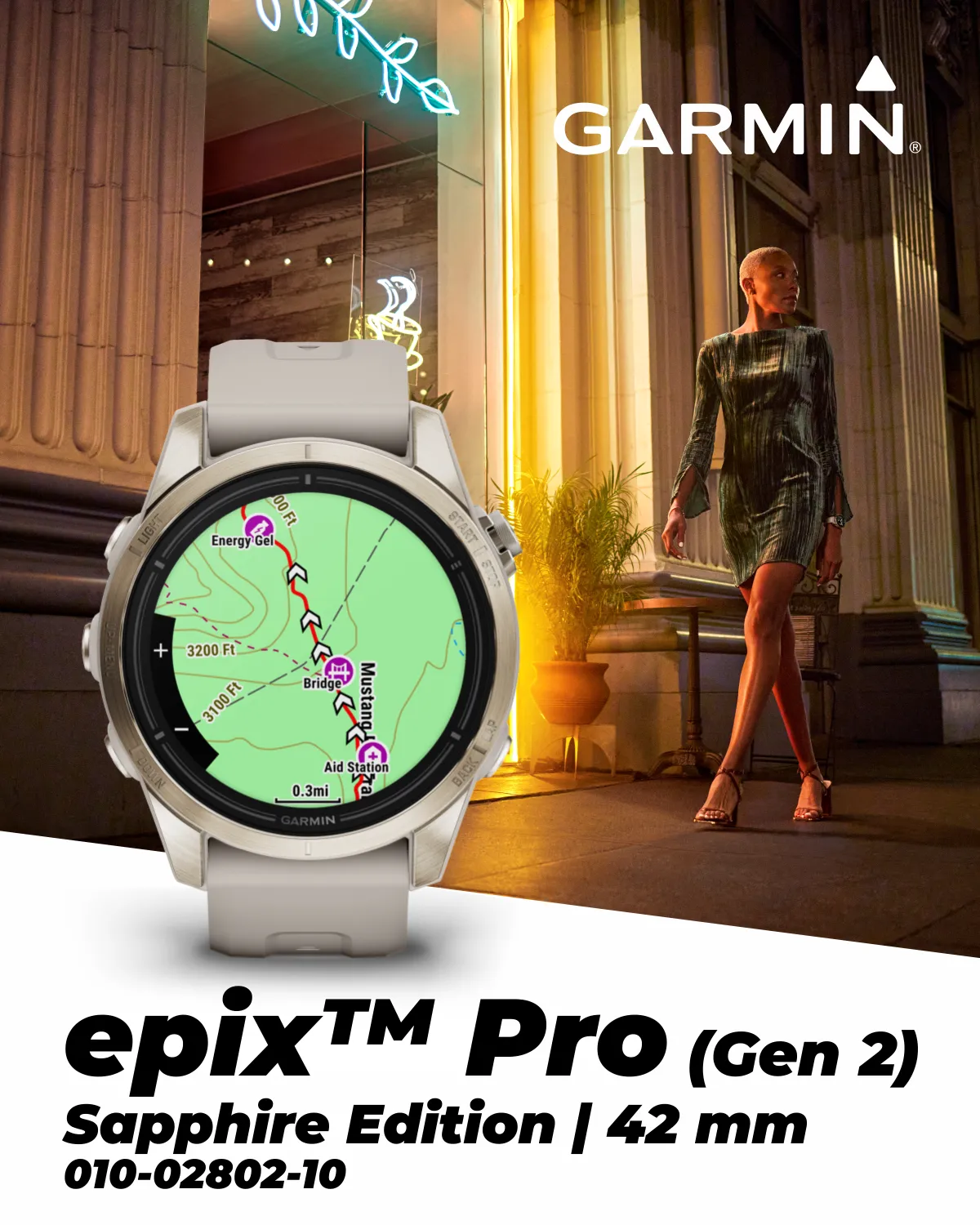 Garmin Epix Pro (Gen 2) Standard / Sapphire Edition, High Performance Smartwatch, Advanced Training Technology, Built-in Flashlight w/Wearable4U Bundle