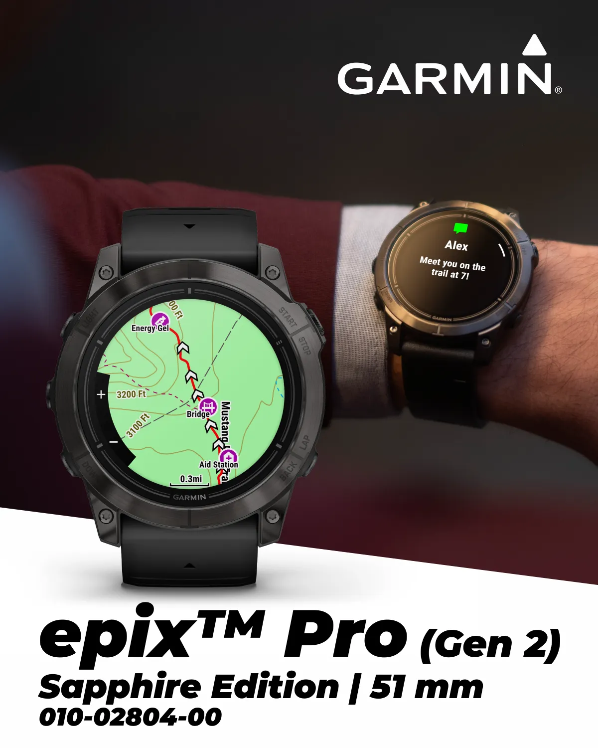 Garmin Epix Pro (Gen 2) Standard / Sapphire Edition, High Performance Smartwatch, Advanced Training Technology, Built-in Flashlight w/Wearable4U Bundle
