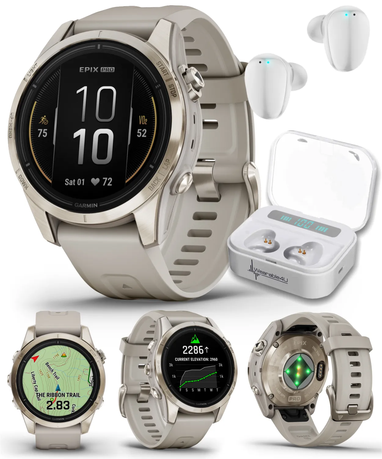 Garmin Epix Pro (Gen 2) Standard / Sapphire Edition, High Performance Smartwatch, Advanced Training Technology, Built-in Flashlight w/Wearable4U Bundle