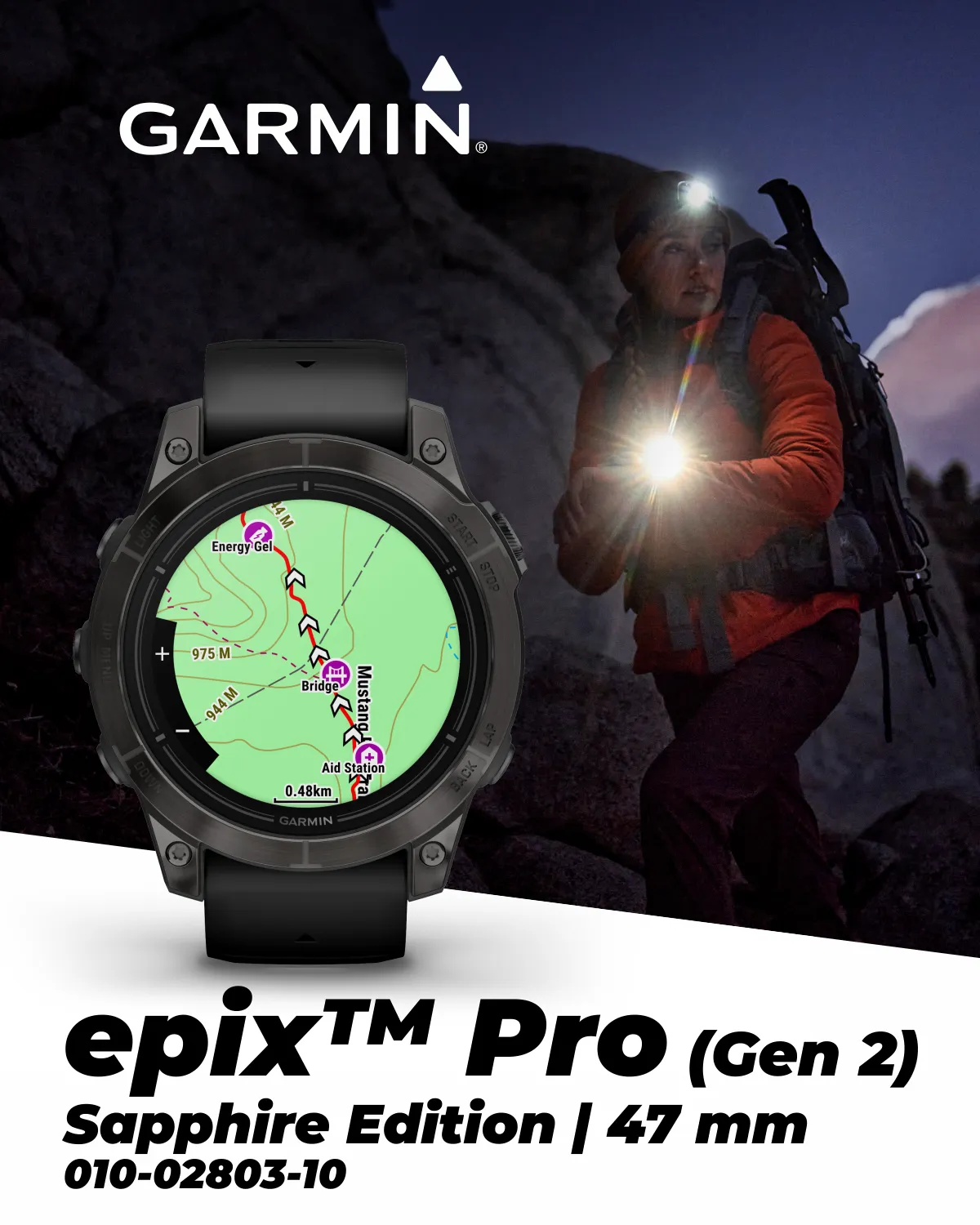 Garmin Epix Pro (Gen 2) Standard / Sapphire Edition, High Performance Smartwatch, Advanced Training Technology, Built-in Flashlight w/Wearable4U Bundle