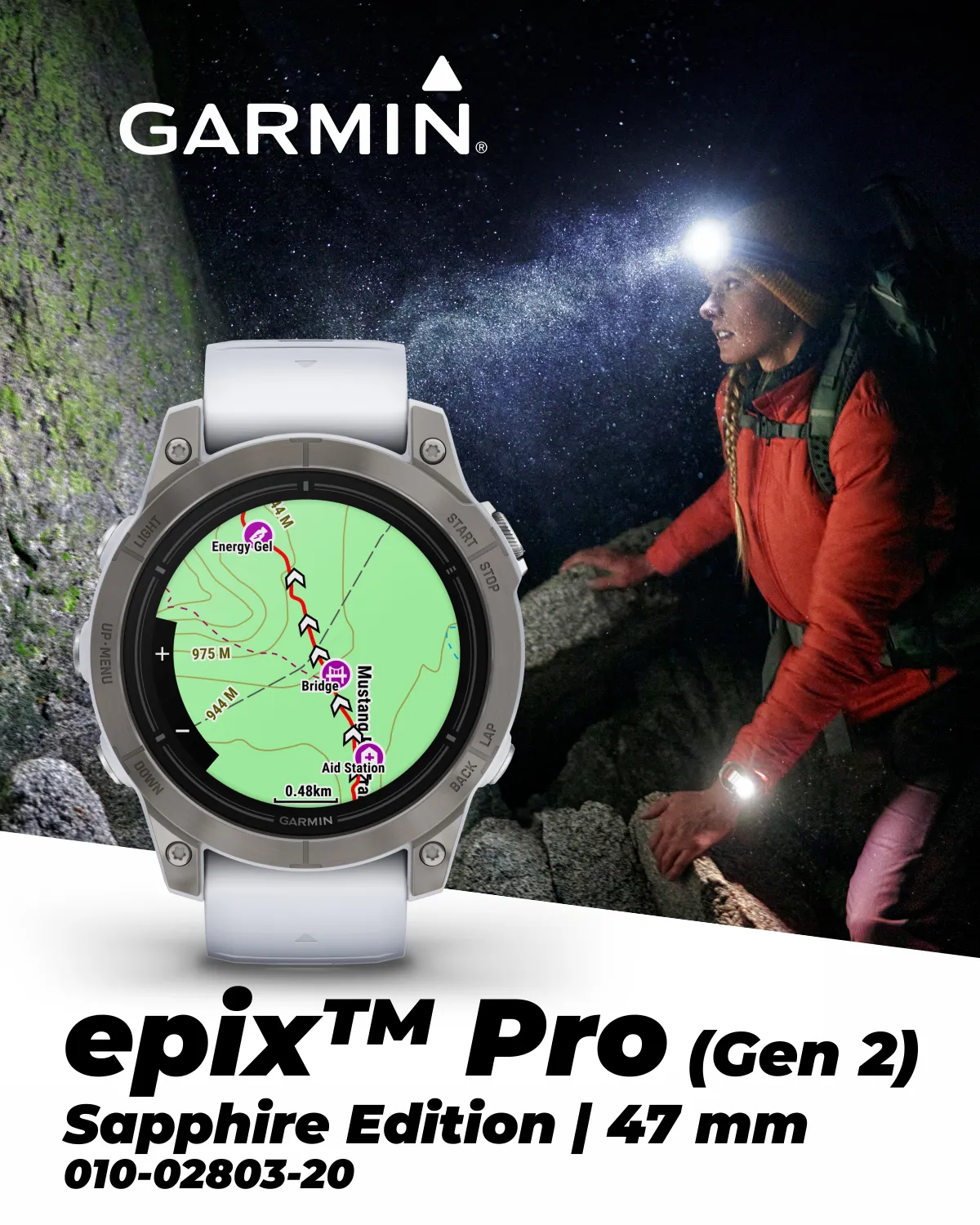 Garmin Epix Pro (Gen 2) Standard / Sapphire Edition, High Performance Smartwatch, Advanced Training Technology, Built-in Flashlight w/Wearable4U Bundle