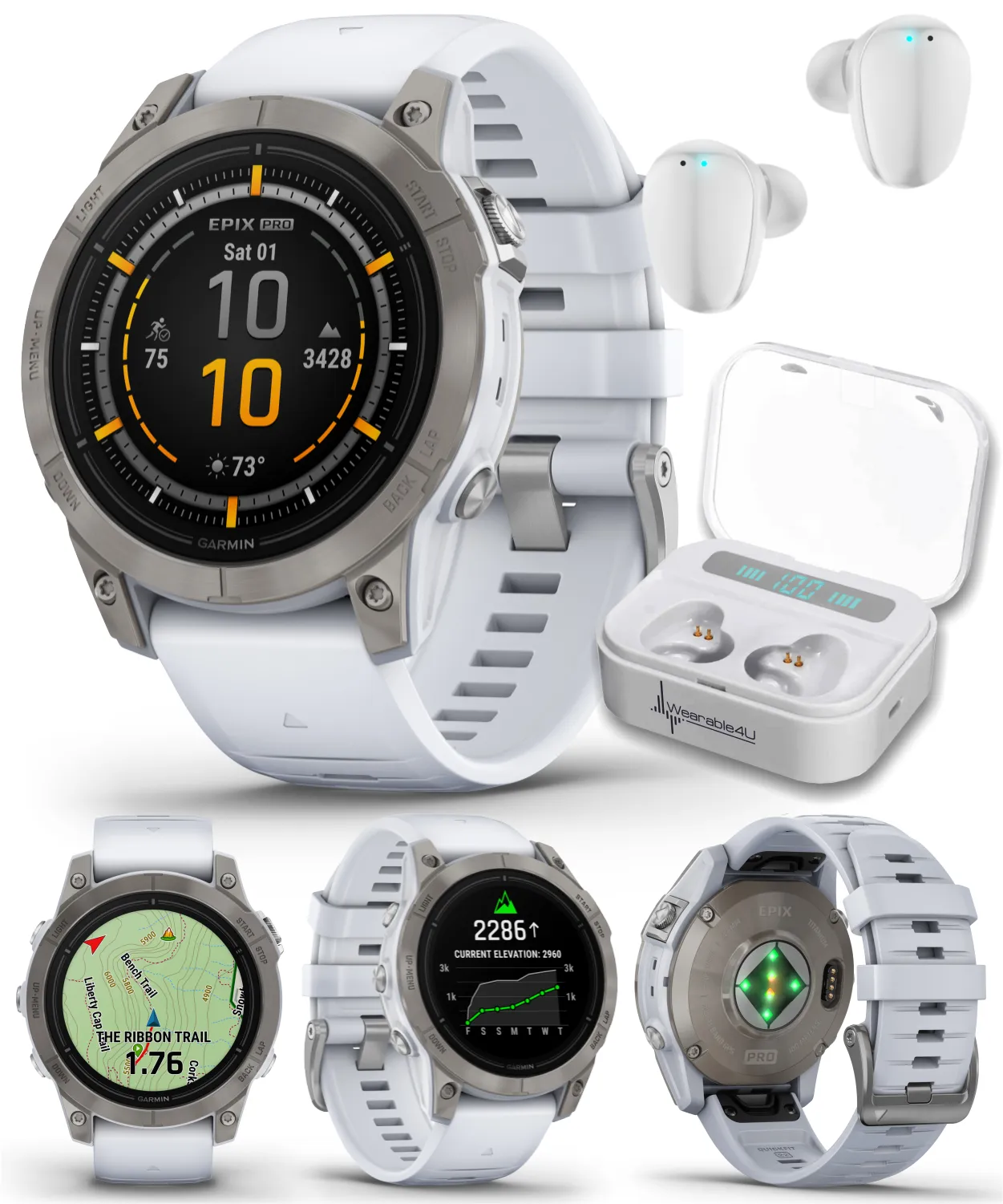 Garmin Epix Pro (Gen 2) Standard / Sapphire Edition, High Performance Smartwatch, Advanced Training Technology, Built-in Flashlight w/Wearable4U Bundle