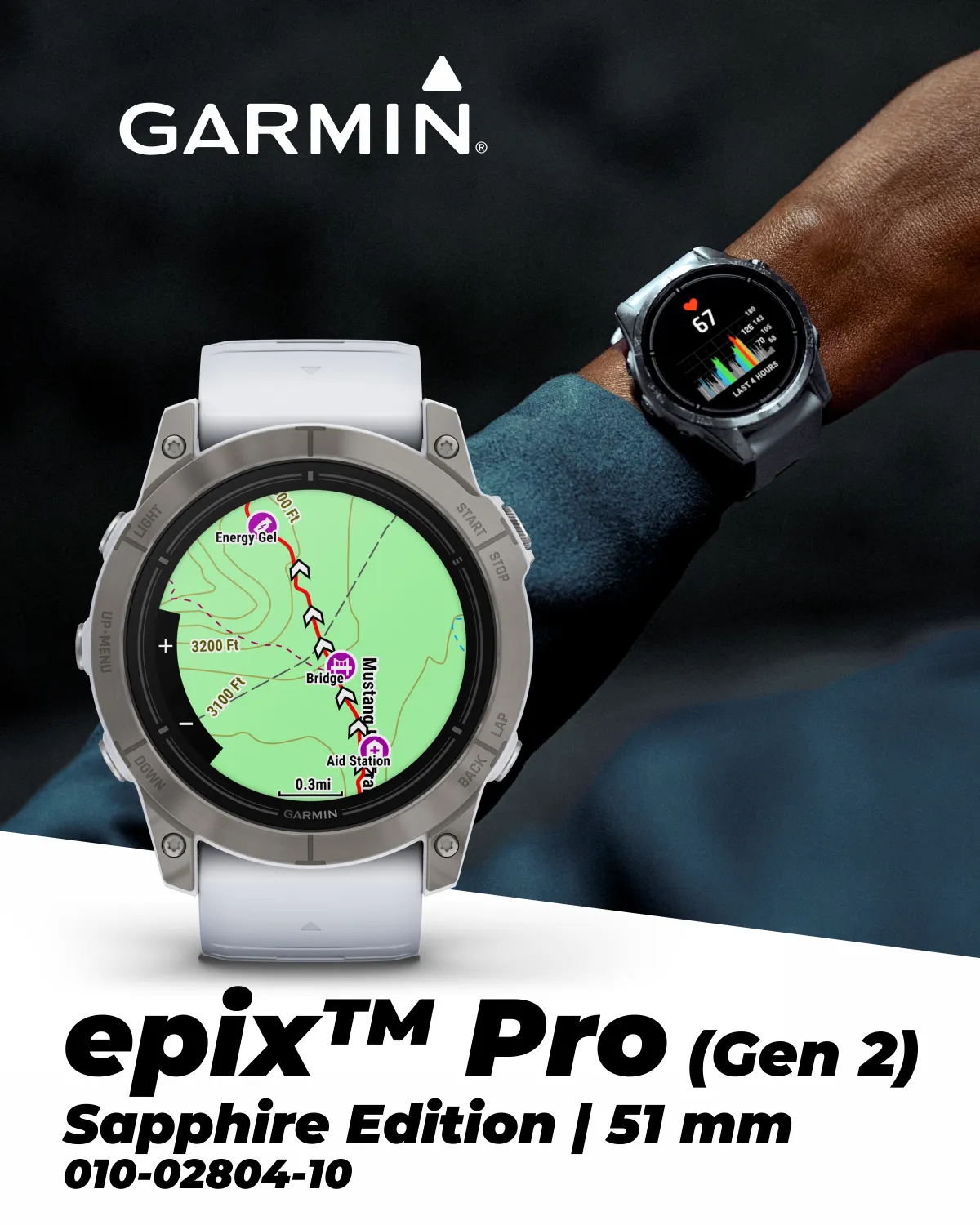 Garmin Epix Pro (Gen 2) Standard / Sapphire Edition, High Performance Smartwatch, Advanced Training Technology, Built-in Flashlight w/Wearable4U Bundle