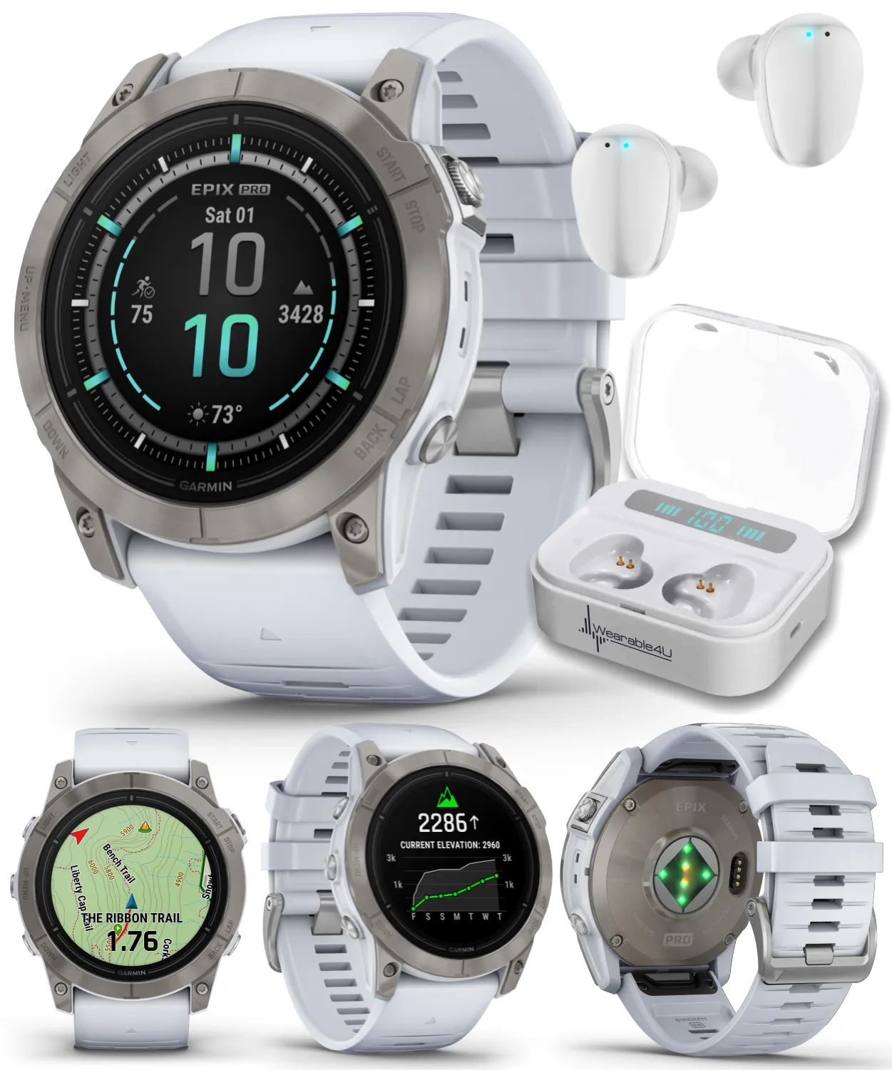 Garmin Epix Pro (Gen 2) Standard / Sapphire Edition, High Performance Smartwatch, Advanced Training Technology, Built-in Flashlight w/Wearable4U Bundle