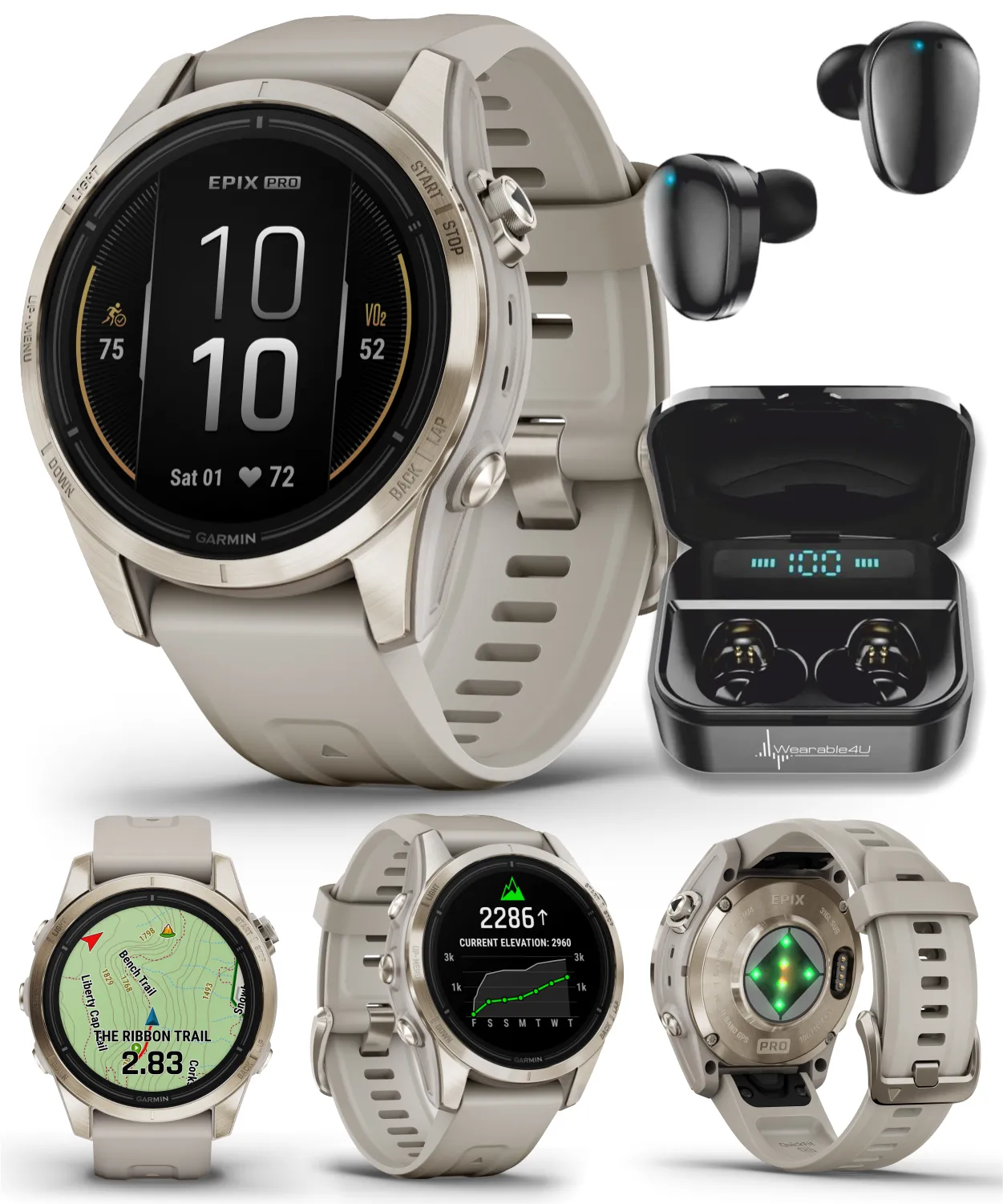 Garmin Epix Pro (Gen 2) Standard / Sapphire Edition, High Performance Smartwatch, Advanced Training Technology, Built-in Flashlight w/Wearable4U Bundle