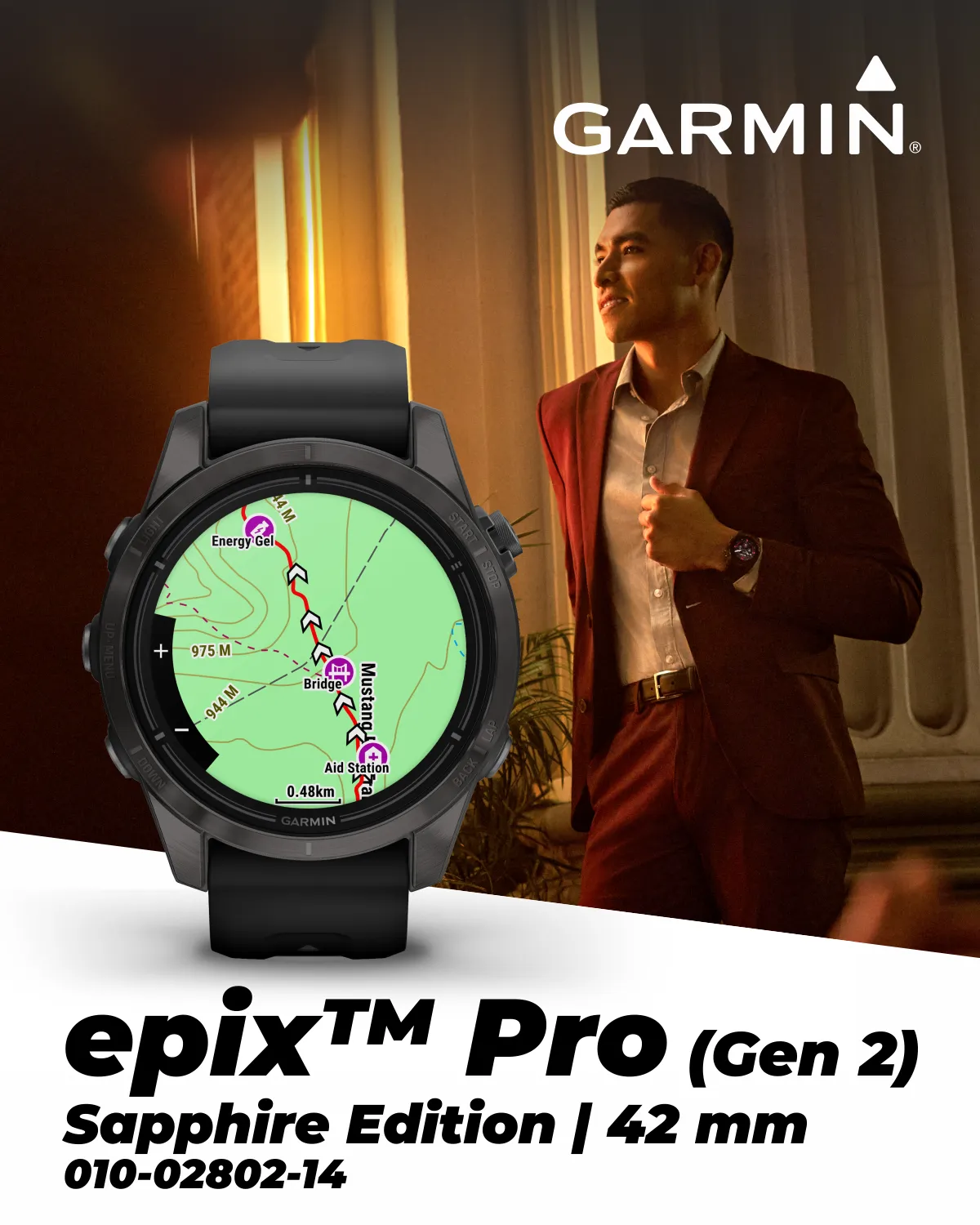 Garmin Epix Pro (Gen 2) Standard / Sapphire Edition, High Performance Smartwatch, Advanced Training Technology, Built-in Flashlight w/Wearable4U Bundle