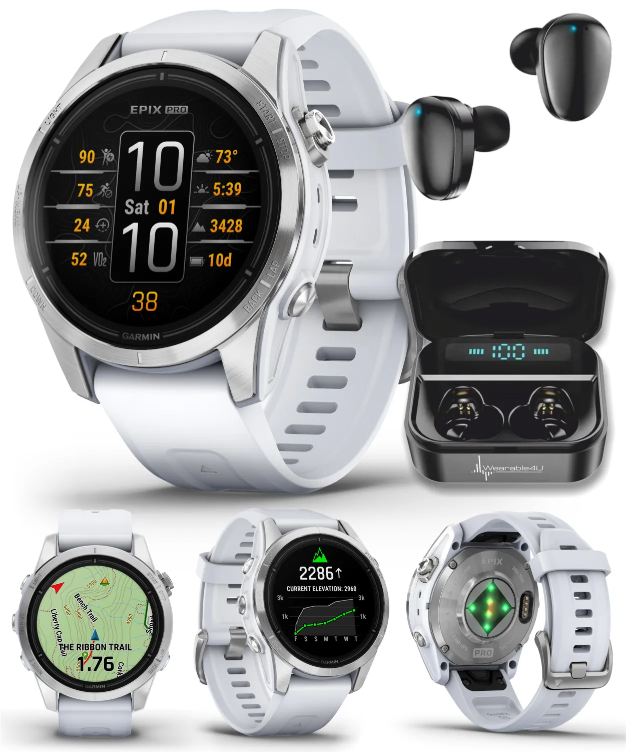 Garmin Epix Pro (Gen 2) Standard / Sapphire Edition, High Performance Smartwatch, Advanced Training Technology, Built-in Flashlight w/Wearable4U Bundle