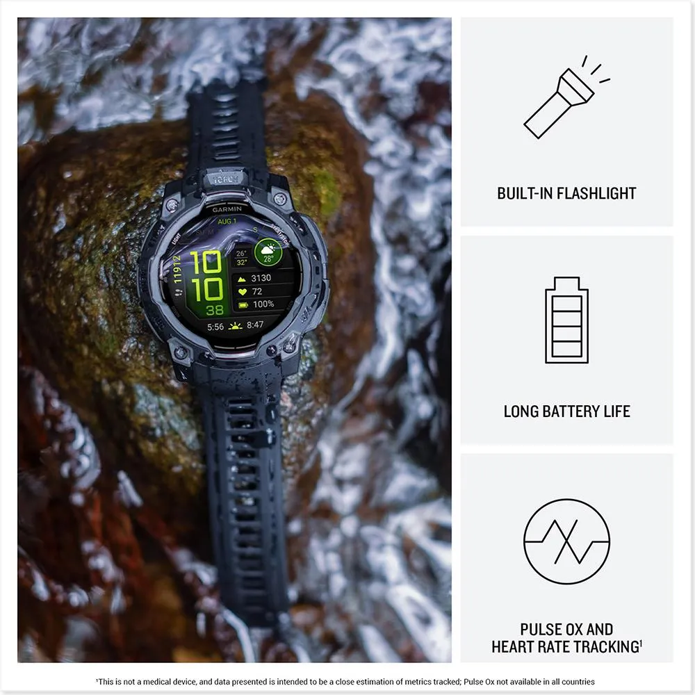 Garmin Instinct 3 - 45 mm Outdoor GPS Smartwatch, AMOLED, Black with Black Band