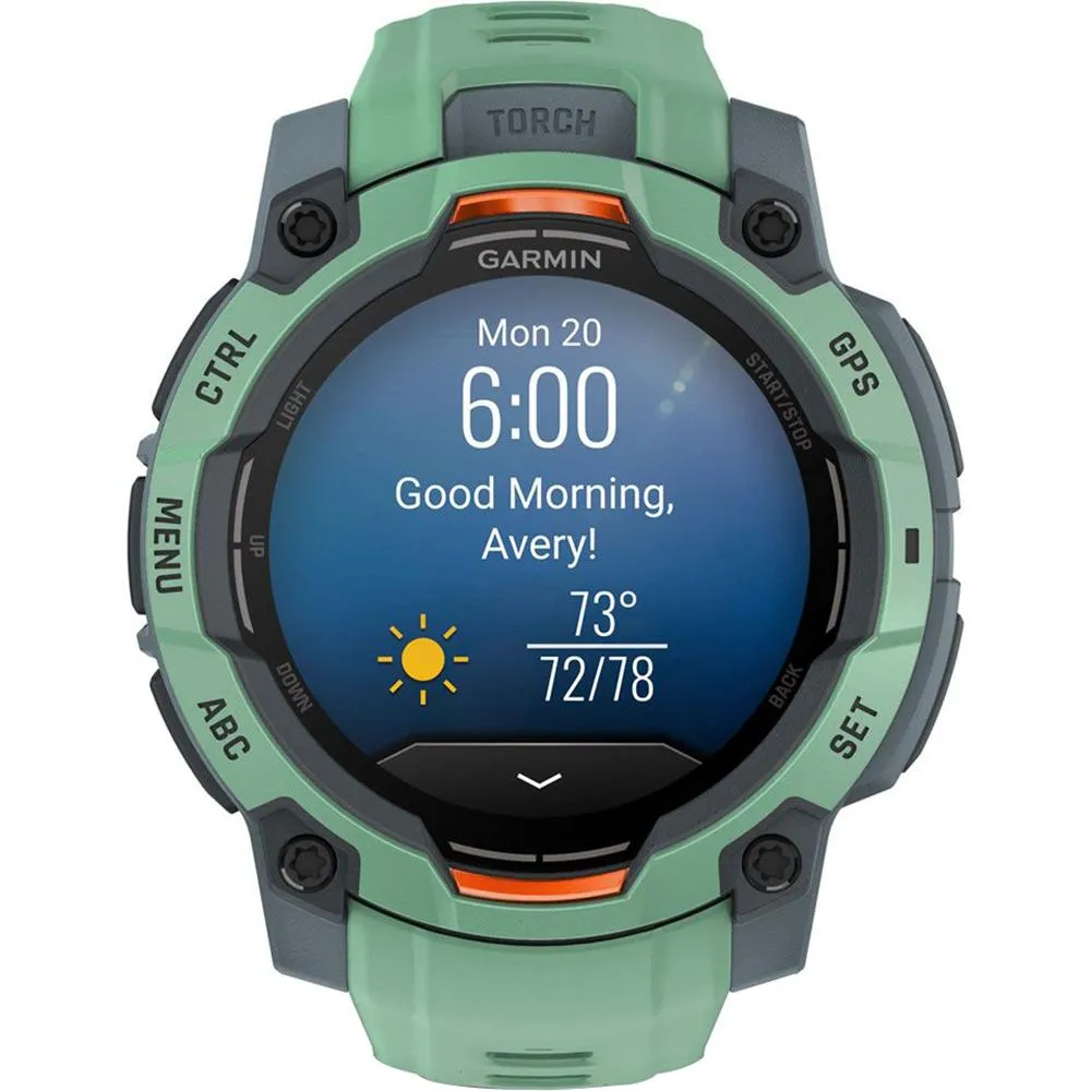 Garmin Instinct 3 45mm GPS Smartwatch, AMOLED   Wearable Light   2 Yr Warranty Bundle