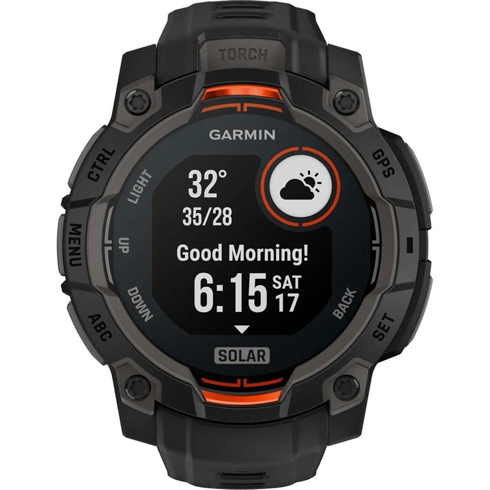 Garmin Instinct 3 45mm GPS Smartwatch, SOLAR, Black with Black Band  Accessories Bundle