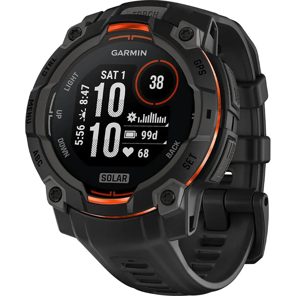Garmin Instinct 3 45mm GPS Smartwatch, SOLAR, Black with Black Band  Accessories Bundle