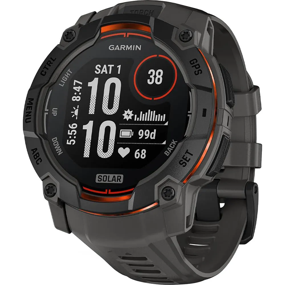 Garmin Instinct 3 - 50 mm GPS Smartwatch SOLAR Black with Charging Dock Bundle