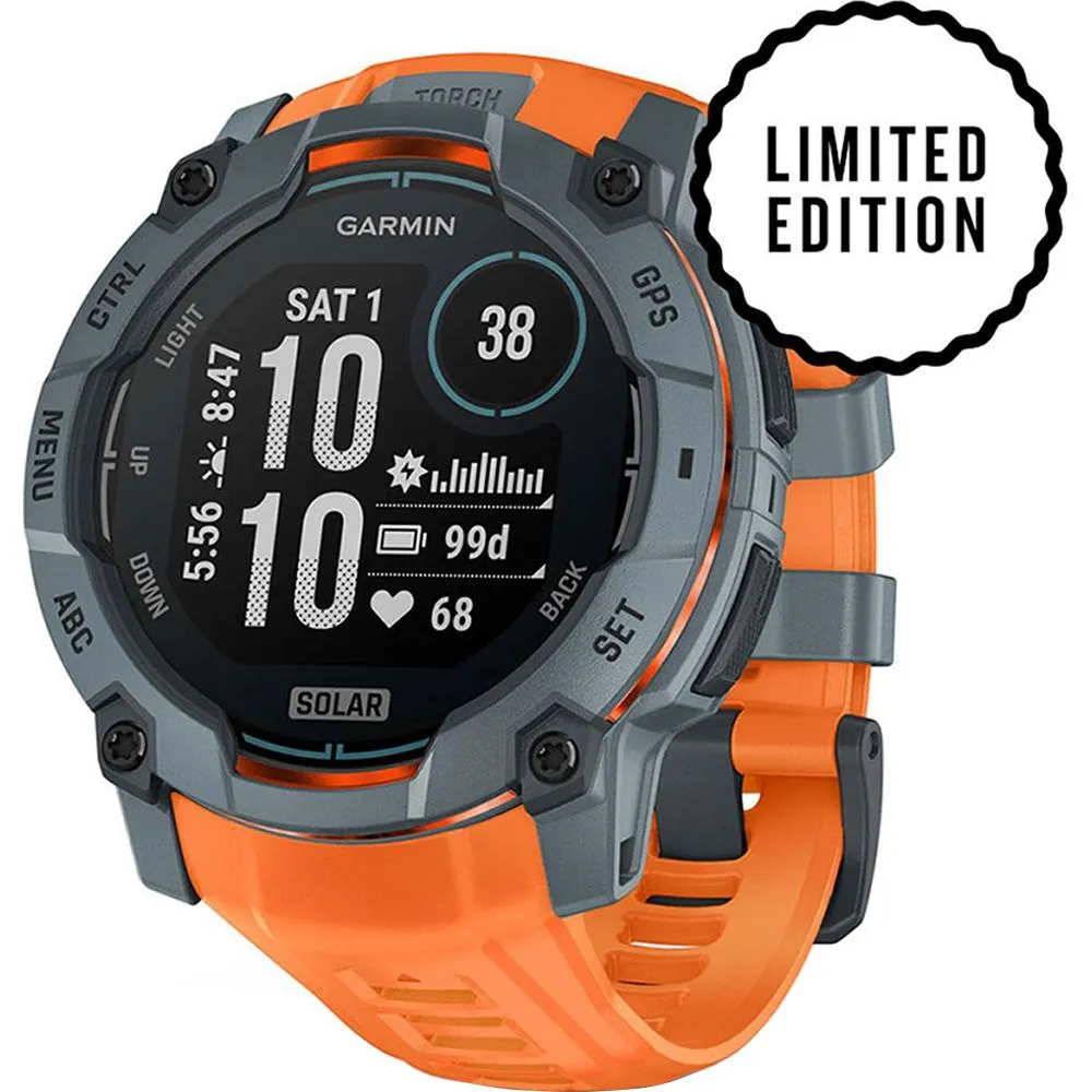 Garmin Instinct 3 50mm GPS Smartwatch Solar 2x Protector   2 Yr Warranty Bundle